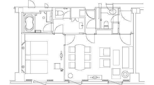 スイートルームの間取りを示す図面