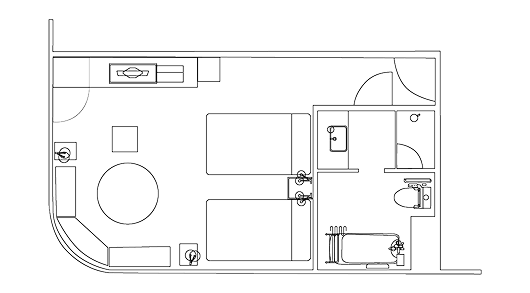 デラックスコーナーツインの間取りを示す図面